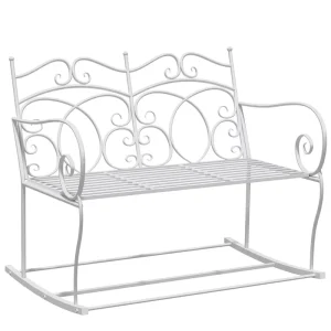 High Quality Modern White Iron Folding Rocking Chair for Outdoor Use for Porch Camping Office Bench Patio Furniture