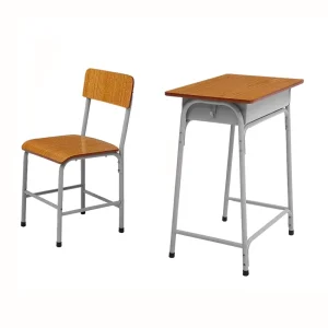 High Quality Modern Wooden Single School Furniture Student Table and Chair Set with 3 Year Warranty