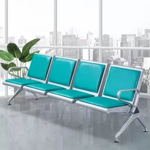 High Quality Multi seat Stainless Steel Waiting Chair Beauty Salon Hospital Airport Public Chair with Leather Cushion