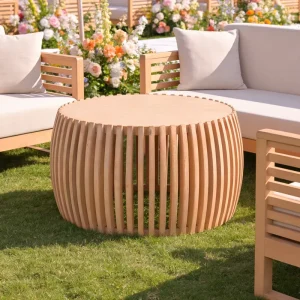 High Quality Nordic Style Natural Solid Wood Hollow Out Base Center Coffee Tables for Wedding Event