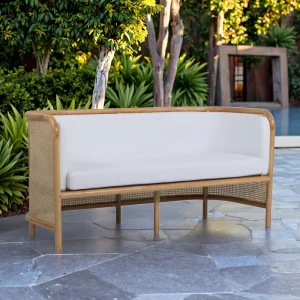High Quality Outdoor Event Furniture Wooden Frame Rattan Back Chair Wedding Sofa