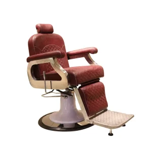 High Quality Retro Reclining Barber Chair Footrest with Headrest Salon Barber Chair