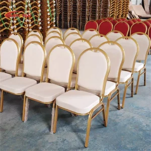 High Quality Stacking Gold Banquet Chair Used Fabric PU Upholstered Hotel Wedding Party Chairs for Sale