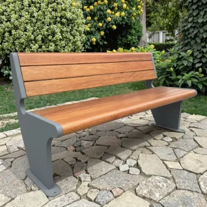 High Quality Stainless Steel Garden Bench Luxury Bench Seat Solid Wood Seating with Back Support for Patio Public