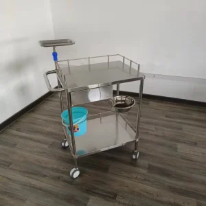 High Quality Stainless Steel Medical Trolley Hospital Nursing Dressing Cart with Drawer Bowl Bucket for Hospital ICU