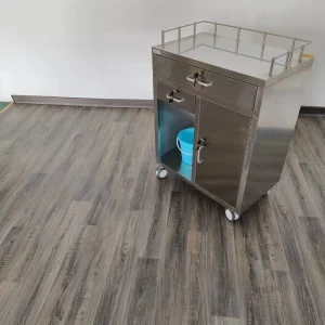 High Quality Stainless Steel Medical Waste Cart Hospital Dressing Trolley with Bucket Double Lids for Hospital Clinic