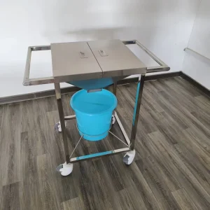 High Quality Stainless Steel Medical Waste Cart Hospital Dressing Trolley with Bucket Double Lids for Hospital Clinic