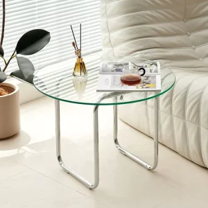 High Quality Stainless Steel Tempered Glass Round Coffee Table Living Room Side Table