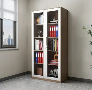 High Quality Steel Glass 2-door Hospital Filing Cabinet Spacesaver Steel Display Cabinet for Home Office Use
