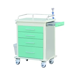 High Quality Steel Medical Trolley with Adjustable Drawers and IV Poles Modern Design Drug Cart for Hospital & Clinic Use