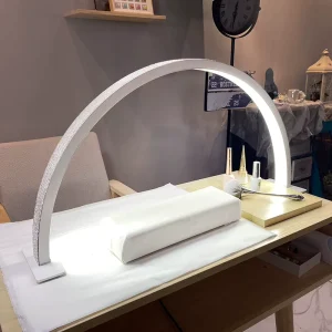 High Quality Table Led Half Moon Nail Lamp Rhinestone Inlay White Crystal Table Lamp 30W U Shape Half Moon Manicure Light