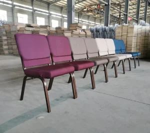 High Quality Theatre Furniture Chair Durable Fabric Padded Metal Frame Church Chairs