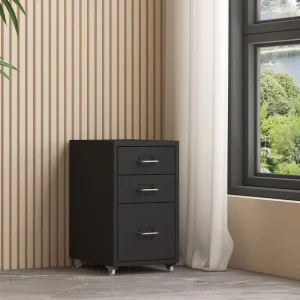 High Quality Thickened Steel Filing Cabinet 3 Drawer Metal File Cabinet with Wheel Multi Layer Mobile Storage Cabinet with Lock