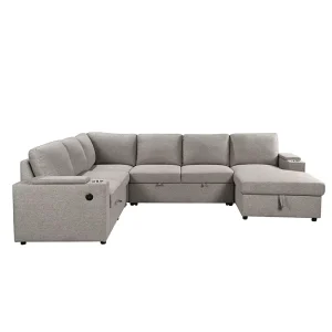 High Quality Two Seat Sponge Sofa Bed Cup Holder Storage Upholstered Wireless Charging for Hotel Mall Use European Set