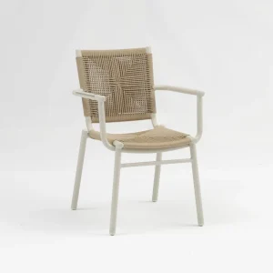 High Quality Waterproof Rattan Dining Chair with Armrest Minimalist Aluminum Outdoor Furniture for Bistro Hotel Poolside(C782)