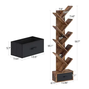 High Quality Wood Quality Tree Type Bookshelf Modern With Drawer