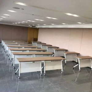 High Quality Wooden Folding Office Desk Meeting Room Conference Table Foldable School Modern Training Table Desks