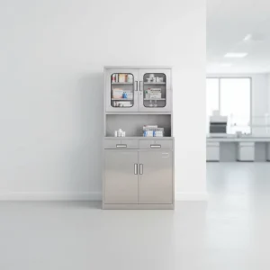 High Quality up Glass Stainless Steel Lab Storage Cupboard Medical Cabinet Hospital Furniture