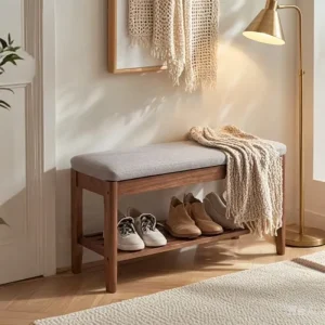 High Resilience Quilted Foam Bench Cushion Removable Washable Cover Waterproof Anti-Slide Pad for Home Entrance Shoe Bench