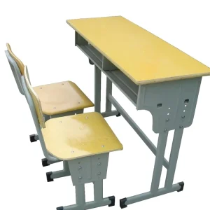High School and College Education Adjustable Size Double Table and Chairs Set for Students Two People Modular Desk Furniture