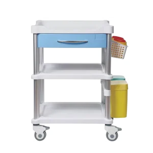 High Strength ABS Emergency Patient Monitor Trolley Modular Drawer System Silent Braking Casters CE ISO Certified for Hospital