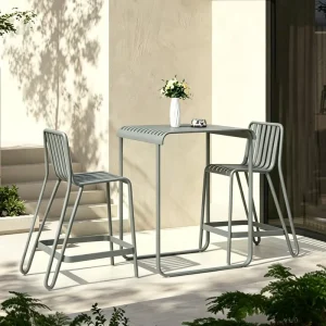 High Table Stool Chair Patio Pub Furniture Aluminum Metal Outdoor Bar Sets