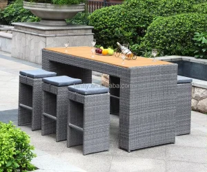 High Tables and Bar Stools Wicker Poly Rattan Patio Furniture Garden Contemporary Bar Stools and Tables