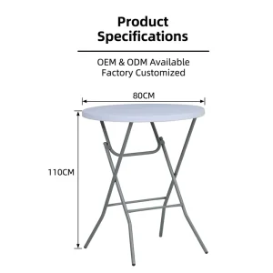High Top 80cm Round HDPE Portable Folding Table for Outdoor Garden Patio Cafe Bistro Party Event Round Plastic Bar Table