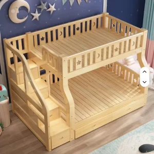 High and Low Bunk Beds for Dormitories, Modern Solid Wood Kids’ Loft Bed