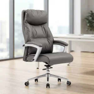 High cost performance Leather Office Chair with Ergonomic Design Adjustable Height Swivel Function Fixed Headrest Home Office