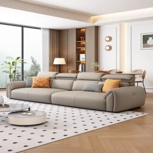 High end Casual Sofas Vintage inspired Slightly Luxurious Straight line Sofa Sets Leather Sofas Living Room Furniture