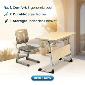 High end College Students High School Students Single Double Desks Chairs Activity School Sets Metal Modern Minimalist