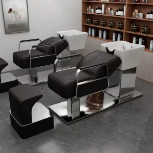 High-end Commercial Hair Salon Shampoo Chair Fashion Simple Ceramic Semi-reclining Deep Basin Water-flushing