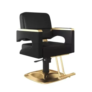 High end Hair Salon Furniture Armchair Can Rotate and Lift Stainless Steel Black Metal Barber Chair
