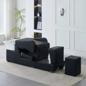 High-end Hair Salon Semi-reclining Rinse Bed Minimalist Massage Thai-style Shampooing Chair Multi-functional PU Leather Ceramic