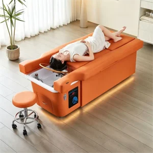 High end Intelligent Electric Lift Head Therapy Foot Massage Bath Sofa Integrated PVC Wood Frame Foldable Massage Table