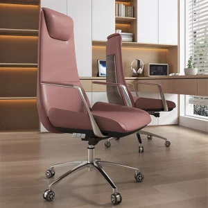 High end Italian style Executive Office Chair Leather Aluminum Alloy Five Star Base Minimalist Modern Design Height Adjustable
