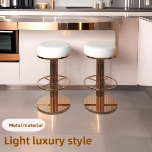 High end Light luxury Stainless Steel Bar Stool Height adjustable Swivel Home Island Counter Bar Chair Pub Caf China