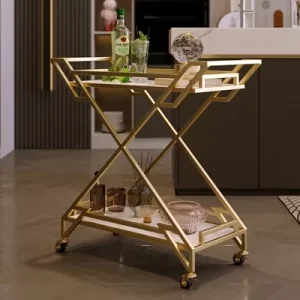 High end Metal 4 Wheel Eco Friendly Durable Mobile Hotel Catering Delivery Cart Trolley for Restaurant KTV Use Factory
