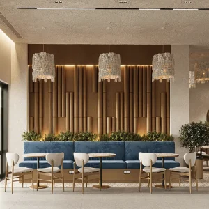 High end Modern Coffee Shop Sintered Stone Wooden Upholstered Restaurant Table and Chair Sofa Booth Seating Furniture Set