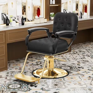High-end Modern Leather Reclining Barber Salon Chair with Ergonomic Design 360 Degree Rotation for Commercial Use