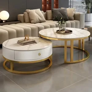 High end Modern Round Coffee Table with Storage and Extendable Feature Eco Friendly for Living Room Furniture