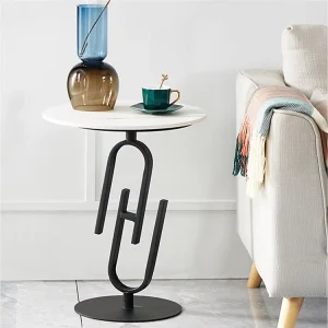 High-end Modern Style Metal Round Coffee Side Table Nordic Marble Side Table Sintered Ston Tables Bedroom