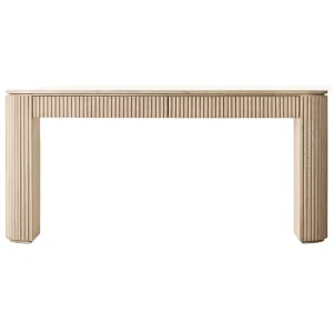High end Modern Wooden Console Table Fluted Entryway Hallway Sofa Table with Rounded Legs for Living Room Hotel Apartment