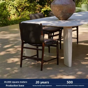 High end Outdoor Tables Chairs for Hotel Villa Outdoor Restaurants Waterproof Sun resistant Movable Solid Wood Garden Set