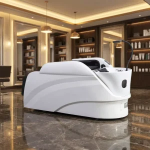 High grade Modern Acrylic Eco Friendly Head Spa Bed Beauty Salon Water Cycle Water Heater Head Treatment Integration Shampoo Bed