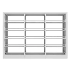 High quality Double column Steel Bookshelves Metal Bookcases and High visibility Bookcases for School Library Furniture