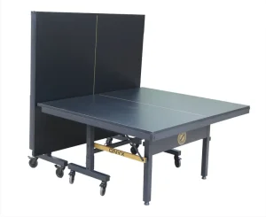 High quality Elegant Black Training Tables for Professional Athletes Big Wheel Double Folding Movable Table
