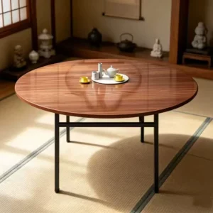 High quality Modern Wood Dining Table Timber Round Table Metal Frame Wood Top Table for Hotel Wedding Event Party