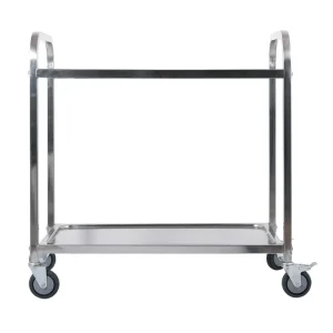 High-quality Portable 2-tier Food Cart With Wheels for Easy Mobility Restaurant and Hotel Use Kitchen Serving Cart